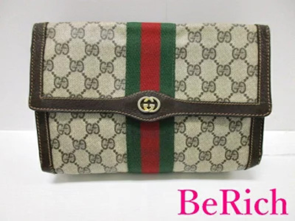 Gucci Clutch Bag Pouch Clutch GG Plus Sherry Webbing Handbag Shoulder